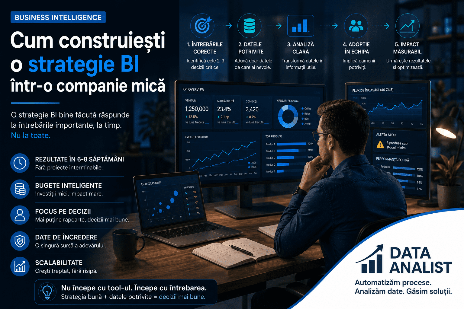 Cum construiești o strategie BI într-o companie mică Strategie BI într-o companie mică — abordare practică pentru SMB cu buget limitat, fără framework-uri enterprise